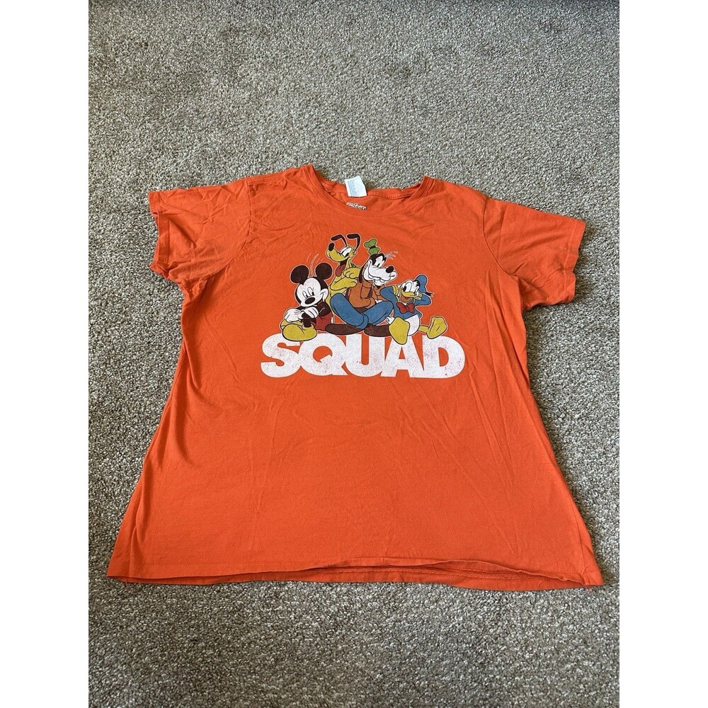 Unisex Disney T-Shirt Orange Mickey Mouse Squad Size XXL Fits Like L Disneyland